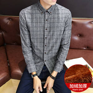 男士格子保暖衬衫冬季加绒加厚帅气百搭男衬衣 1301-CS07加绒-P40图片