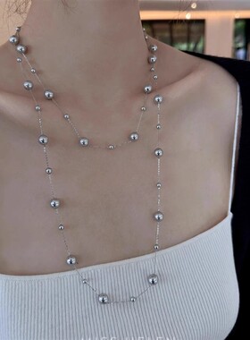 长款叠戴珍珠项链女轻奢小众高级感长款挂脖毛衣链冷淡风轻奢配饰