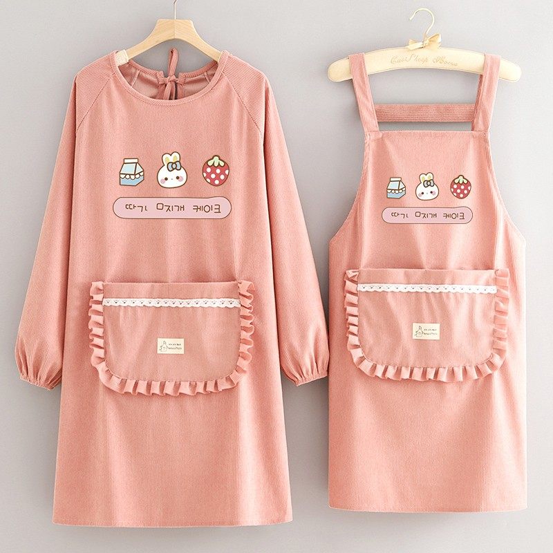 卡通防水条绒罩衣女新款防污做饭围裙厨房家用耐脏工作服餐饮专用,家庭/个人清洁工具,围裙,淘宝优惠券,粉丝福利购,淘宝优惠卷