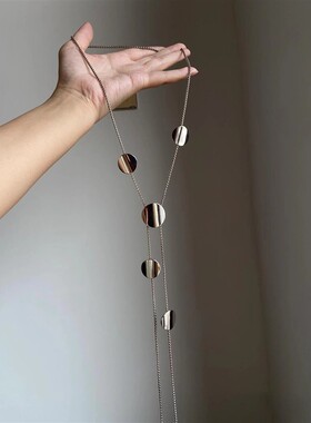 冷淡风金属圆片几何长款项链高级感轻奢小众个性ins辣妹锁骨链女