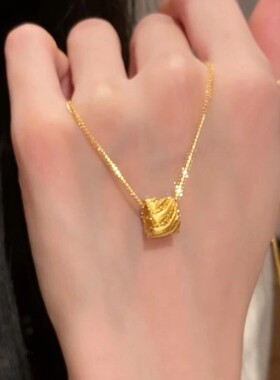 小红书爆款金色路路通小蛮腰项链女轻奢复古拉丝转运珠吊坠锁骨链