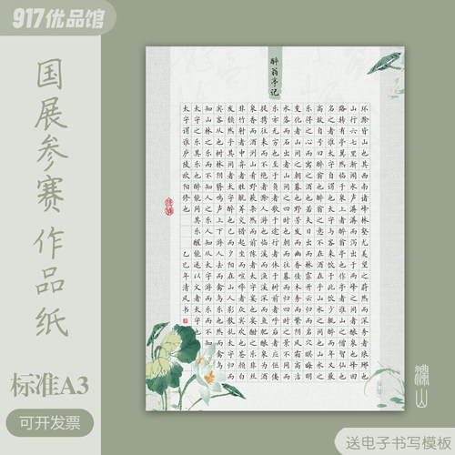 标准A3硬笔书法作品纸成人学生国展参赛比赛考级专用书写纸1.3格