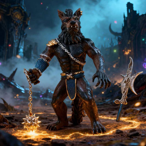 黑西游记神话悟空广智仿真动物火刀狼人战士模型狮人战士手办玩具