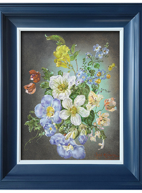 蓝色白色油画框简约照片相框定做中式实木框水彩素描框装裱外框