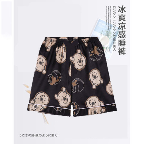 睡裤男士夏季丝绸冰丝五分裤居家短裤薄款仿真丝大裤衩宽松加大码
