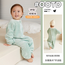 珊瑚绒婴儿连体衣秋冬款加厚保暖法兰绒女宝宝睡衣男宝小月龄睡袋
