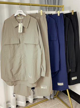 TGM洋气爆款中长款衬衫风衣工装衣+工装裤套装情侣中性工装夹克