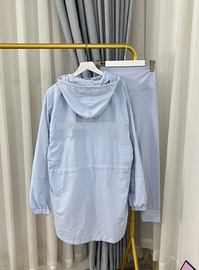 TGM洋气新款爆款时尚中长款抽绳风衣+打底裤套装情侣中性工装夹克