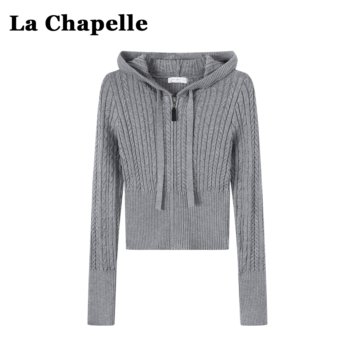 拉夏贝尔美式复古连帽针织开衫