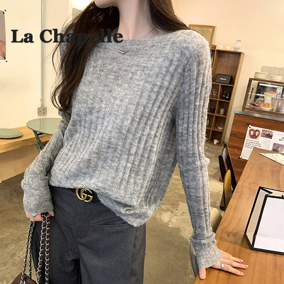 拉夏贝尔秋冬季长袖针织打底衫女
