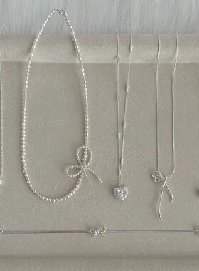 S925银珍珠蝴蝶结项链女秋冬新款不掉色女高级感小众百搭毛衣链