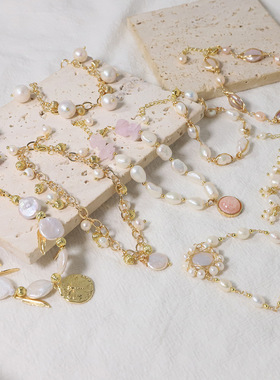 珍珠手链女设计感小众绿松石珍珠手串复古手饰高级感饰品批发天然