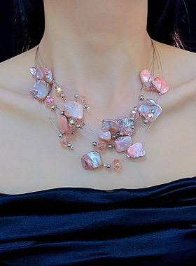 新款跨境欧美热卖贝壳项链不规则波西米亚风锁骨链百搭时尚饰品女