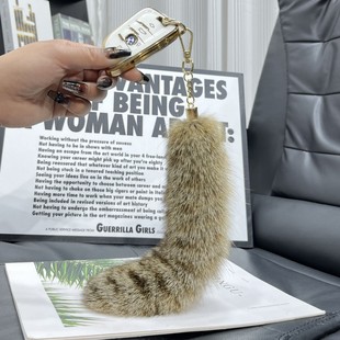 真狐狸毛钥匙挂件毛球饰品电动车汽车钥匙扣吊坠毛绒尾巴包包挂饰