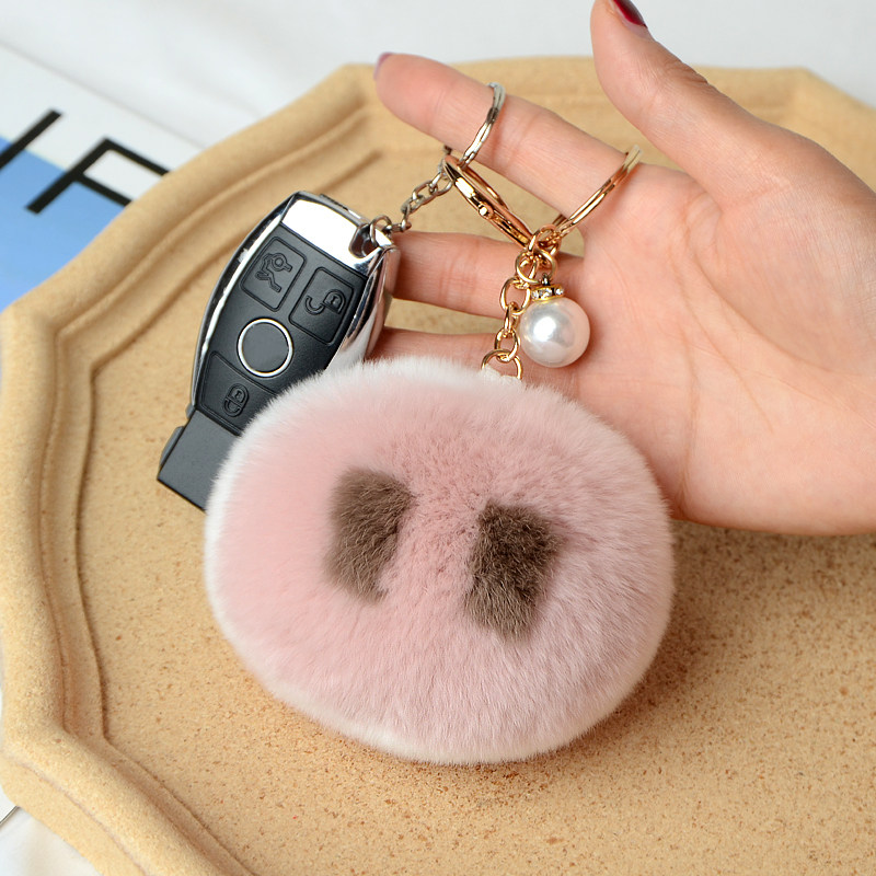 新品【小猪鼻】ins可爱小猪鼻子皮草挂件 包包挂件 獭兔毛钥匙扣