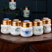 蜂蜜瓶陶瓷250g青花瓷小葫芦罐茶叶密封罐枸杞瓶膏方罐液体专用瓶