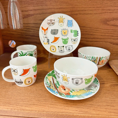 宜得利卡通陶瓷儿童水杯米饭碗