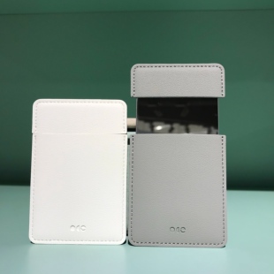 爱家居优选 北欧简约皮质感超薄随身化妆镜超清便携美妆镜