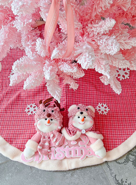 韩国同步 圣诞节树裙装饰Chritmas立体雪人公仔树裙圣诞树下围裙