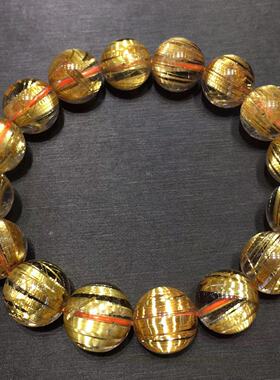 钛晶世家 200-300克价天然钛晶手链 男女款手串 片状板钛顺金猫眼