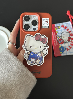 RS｜新年kitty16新款红色软壳可爱手机壳iPhone15promax新款气囊支架14pro大孔保护套防摔复古ins风