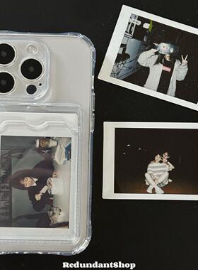 仅适用苹果拍立得手机壳17pro卡槽保护壳情侣闺蜜定制打印照片证件插卡透明精孔软壳16ins防摔