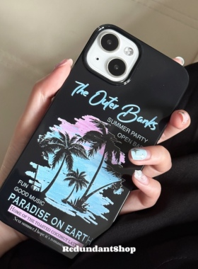 Redundant｜加州椰树手机壳复古黑色不易黄软壳17promax保护壳16ins风美式大孔硅胶保护套15小众情侣新款