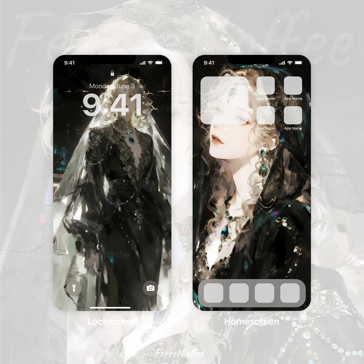 星芒银冕幽姬 黑纱咏叹调 高清手机平板头像壁纸表盘 4张 BI_0029