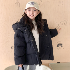 反季儿童羽绒服女2023新款加厚韩版连帽百搭短款秋冬时尚宽松外套