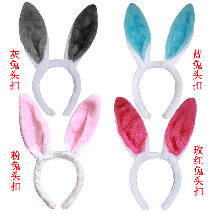 儿童卡通蝴蝶结头扣动物发卡兔子耳朵头箍迪士尼发箍幼儿表演头饰