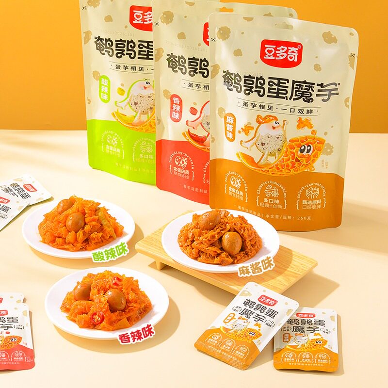 豆多奇鹌鹑蛋魔芋即食素毛肚香辣麻酱味办公室解馋追剧休闲小零食