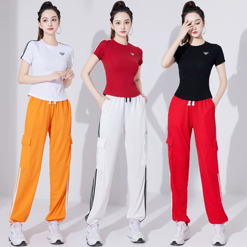 Летний спортивный быстросохнущий комплект для спортзала, дышащие повседневные брюки для отдыха, штаны, по фигуре, для бега