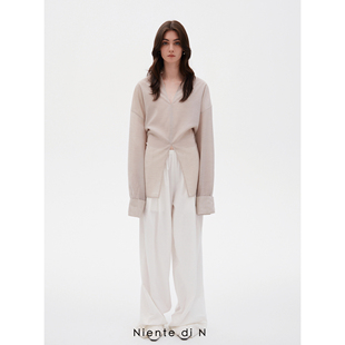 上下开叉丝毛感宽松禅意衬衫 Niente