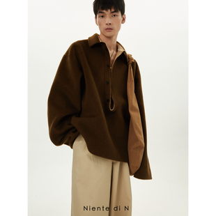 双面呢双色套头宽松廓形衬衫 Niente
