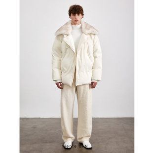 可拆卸毛领翻领大衣廓形简约羽绒服外套 Niente