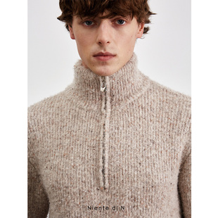 拉链套头毛衣外套高领针织衫 Niente