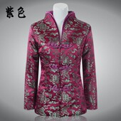 上衣中国风妈妈装 春秋款 中式 中青年女士唐装 汉服锦绣绸缎长袖 外套