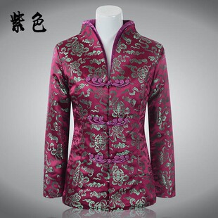 中青年女士唐装上衣中国风妈妈装春秋款中式汉服锦绣绸缎长袖外套
