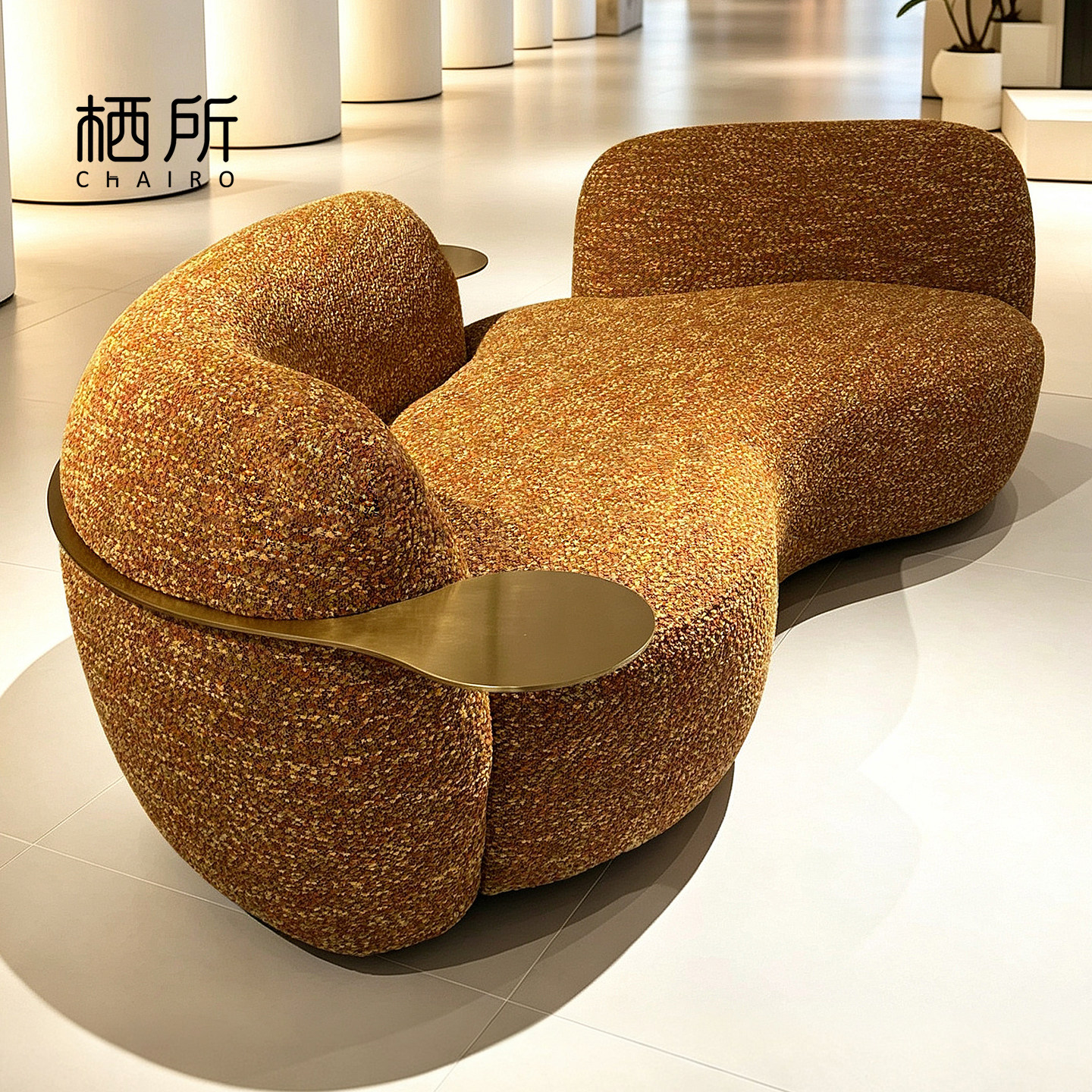 栖所意式极简弧形豌豆沙发