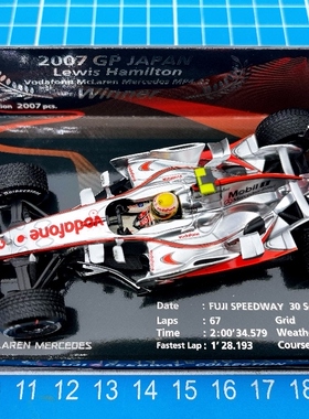 一物一拍 迷你切 F1 车模 1/43 2007 MP4-22 汉密尔顿 日本