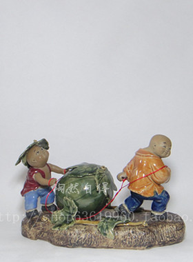 儿童陶瓷石湾公仔丰收家居摆设