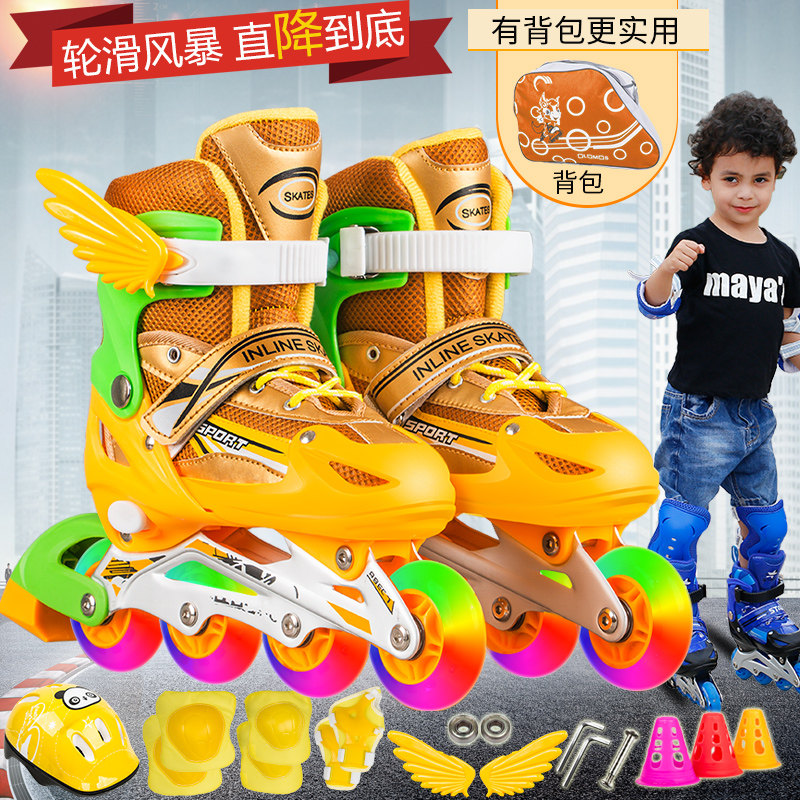 3-4-6-8-10-12岁儿童溜冰鞋全套轮滑男孩女孩闪光旱冰滑冰鞋可调|msdalam kategori sukan/Yoga/kecergasan/bekalan peminat, Skating/Skateboard/Sukan Extreme, Skates - dari Buy2taobao.com untuk memberikan perkhidmatan ejen Taobao profesional membeli