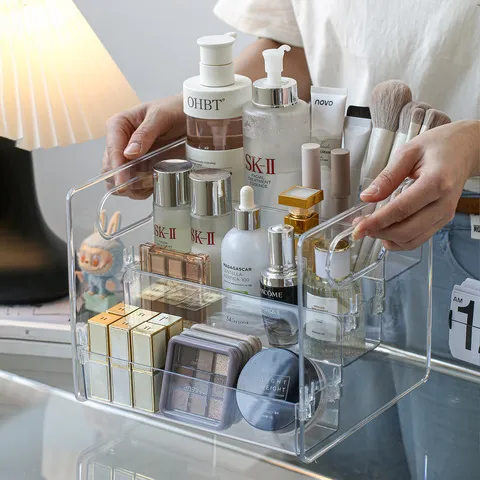 化妆品整理箱置物架透明亚克力收纳盒口红收纳盒护肤桌面梳妆台