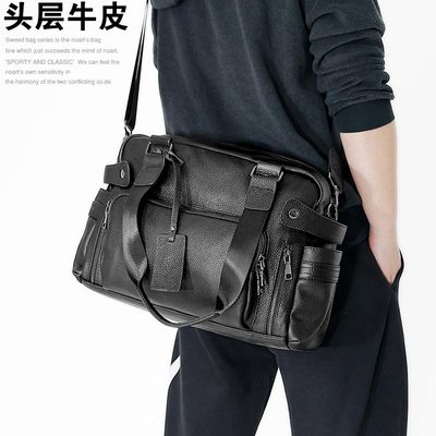 左森休闲男士单肩包真皮头层牛皮