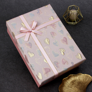 布艺爱心礼物盒子送女生礼盒空盒高级感小众包装盒大号生日礼品盒