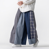 日系新中式宽松水洗做旧复古牛仔裤风汉服裙裤K200P85，男装牛仔裤，电商B375