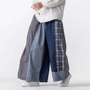 日系新中式宽松水洗做旧复古牛仔裤风汉服裙裤 K200 P85图片