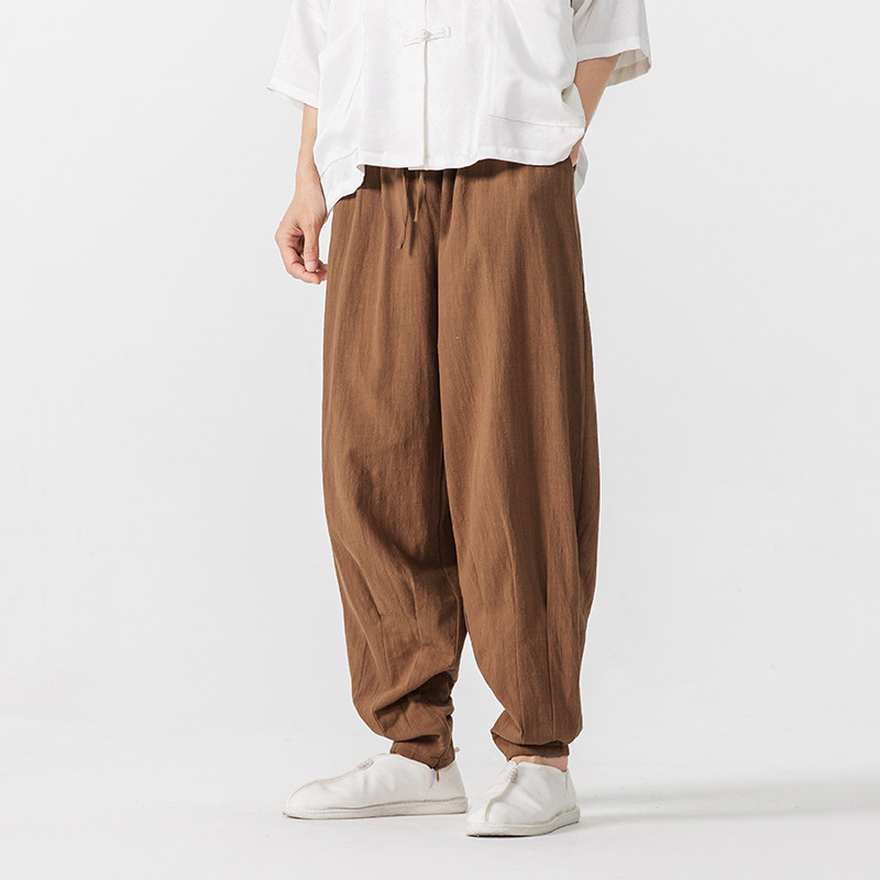 春夏唐装汉服搭配加大码棉麻僧侣和尚风休闲裤K195P70,男装休闲裤,电商B375