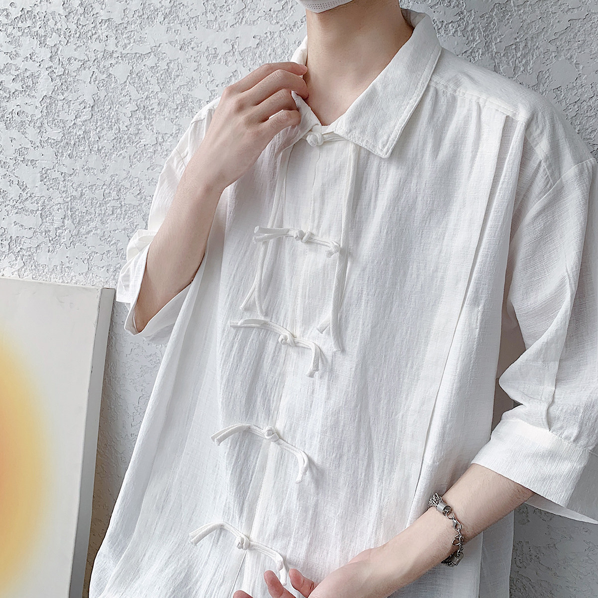 2026夏季宽松翻领麻棉复古风风汉服衬衫 有大码 C57 F65图片