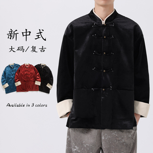 秋季宽松加大码立领两面唐装外套新中式风夹克JK68P110
